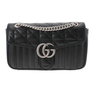Gucci GG Marmont Quilted Bag Black Chevron Leather Shoulder